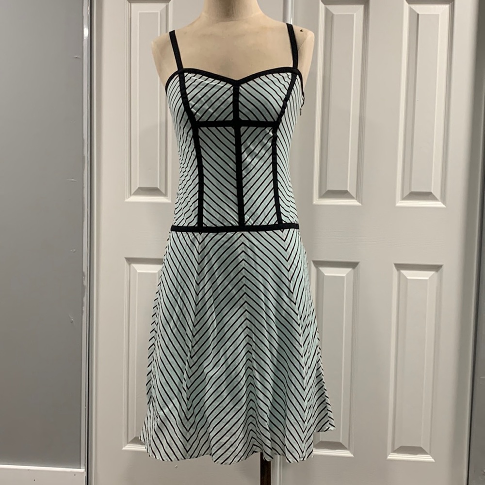 Vintage 90s blue and black striped dress